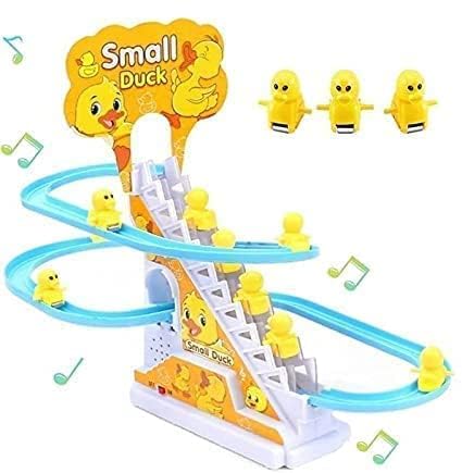 TAVERN TAVAKKAL Duck Slide Toy Set, Funny Automatic Stair-Climbing Ducklings with Lights & Music