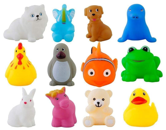 Starlio Rubber Colorful Floating Baby Bath Toys – Aquatic Animals Chu Chu Set for Newborns & Kids